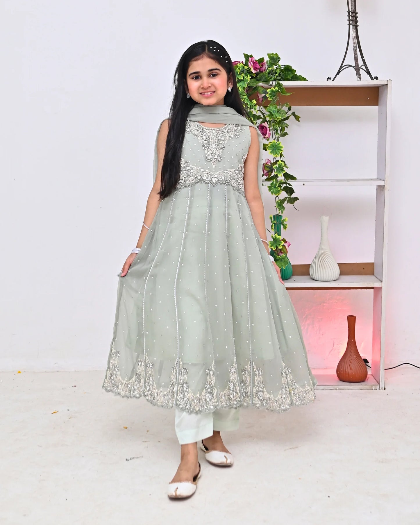 HH-828-Mint Green Embellished Dress – Sparkling Traditional Wear